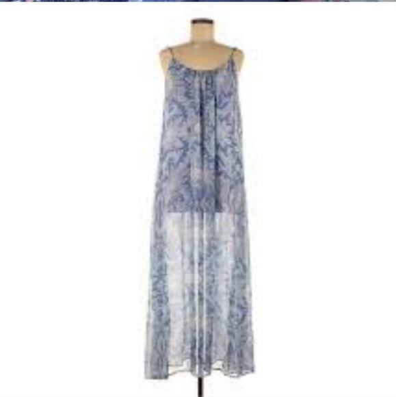 Show Me Your Mumu Blue Floral Purple Lined Sheer Trapeze Maxi Dress Women XS - Picture 10 of 12